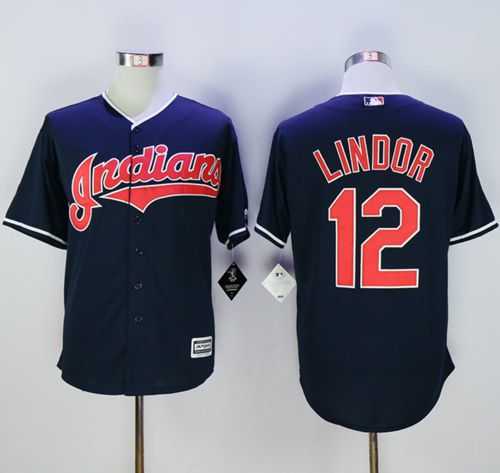Cleveland Indians #12 Francisco Lindor Navy Blue New Cool Base Stitched Baseball Jersey,We sell and wholesale Cleveland Indians #12 Francisco Lindor Navy Blue New Cool Base Stitched Baseball Jersey on line form chian!